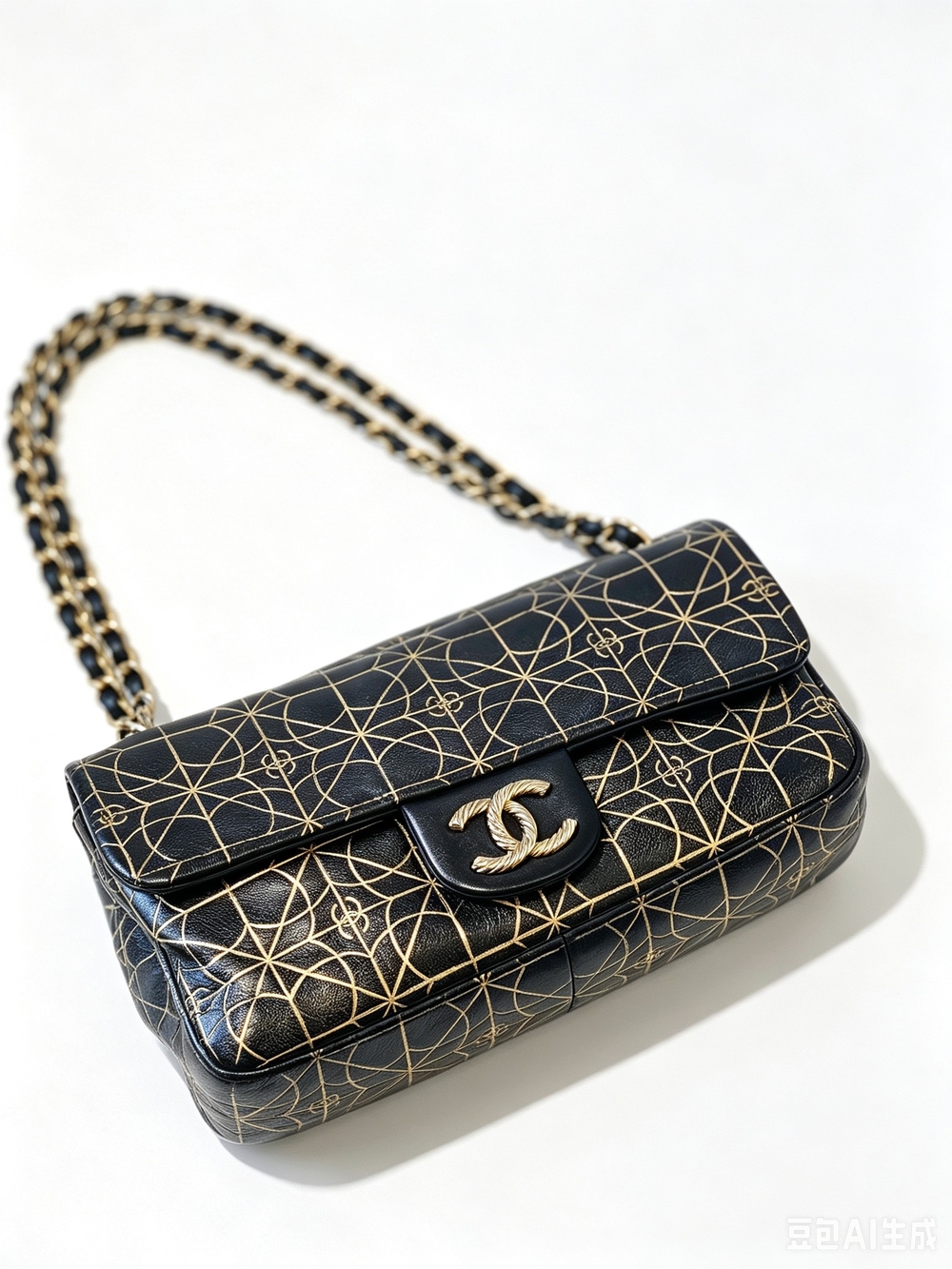 Chanel Grey & Gold Quilted Chain Shoulder Bag